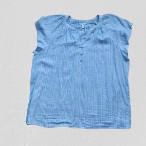 NWT Blue & White Two-Tone Striped Henley Size 20 Linen-Blend Fabric-Covered Butt